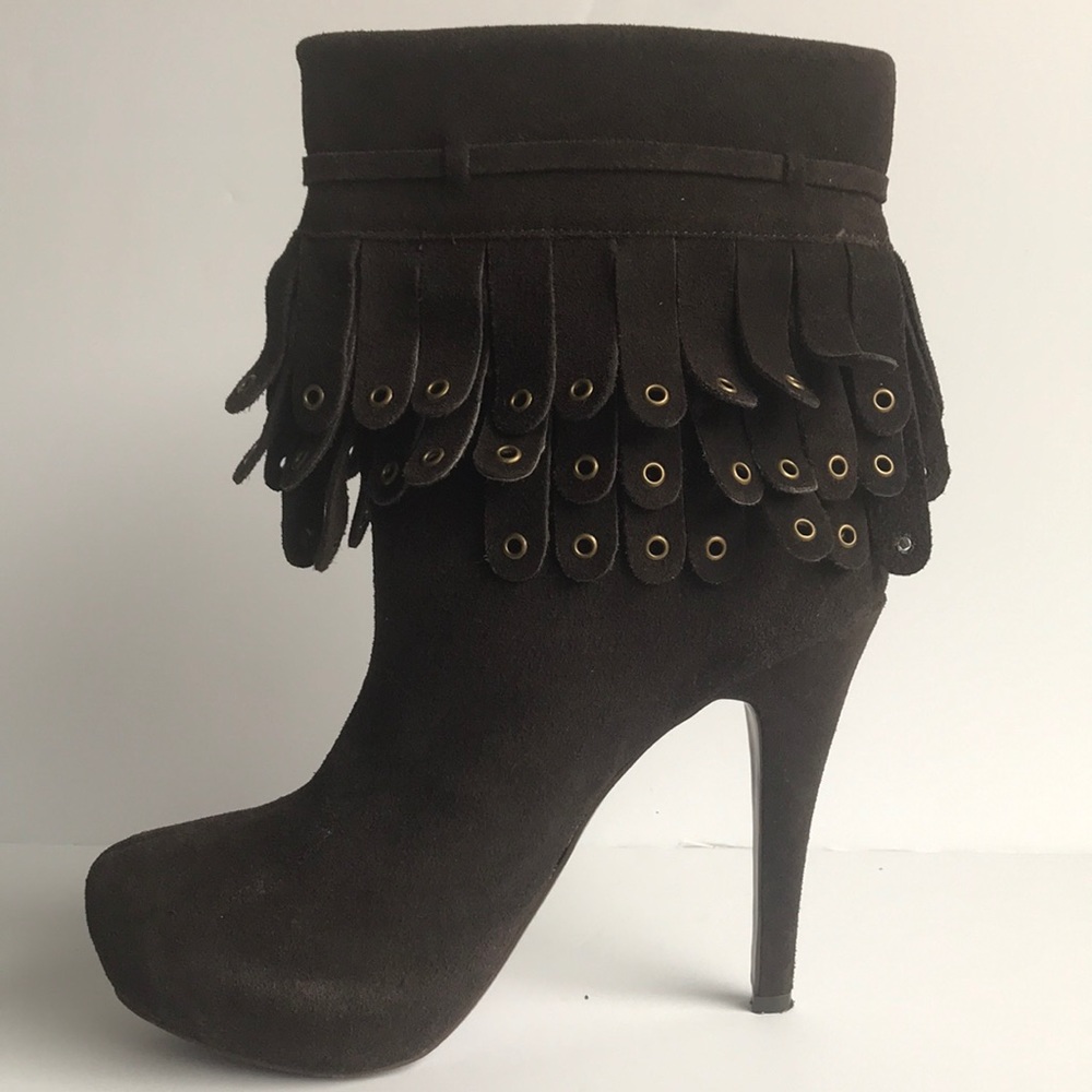 Mojo Moxy Suede Fringe Bootie 9m - image 4